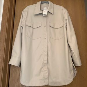 H&M Vegan Leather Shirt Jacket Size L NWT